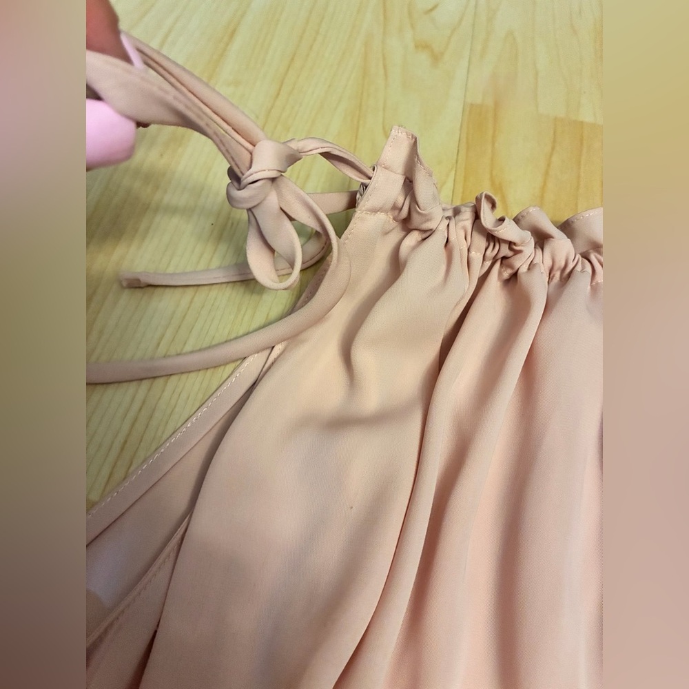Blush Pink Tie-Strap Ruffled Tank Top - Picture 9 of 11